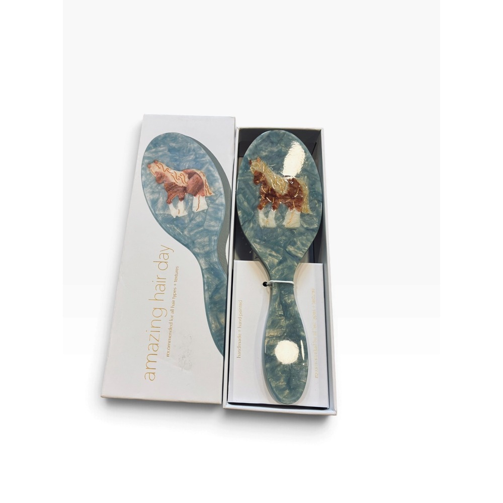 Amazing Hair Day Hairbrush, Blue Marbled Horse Design New